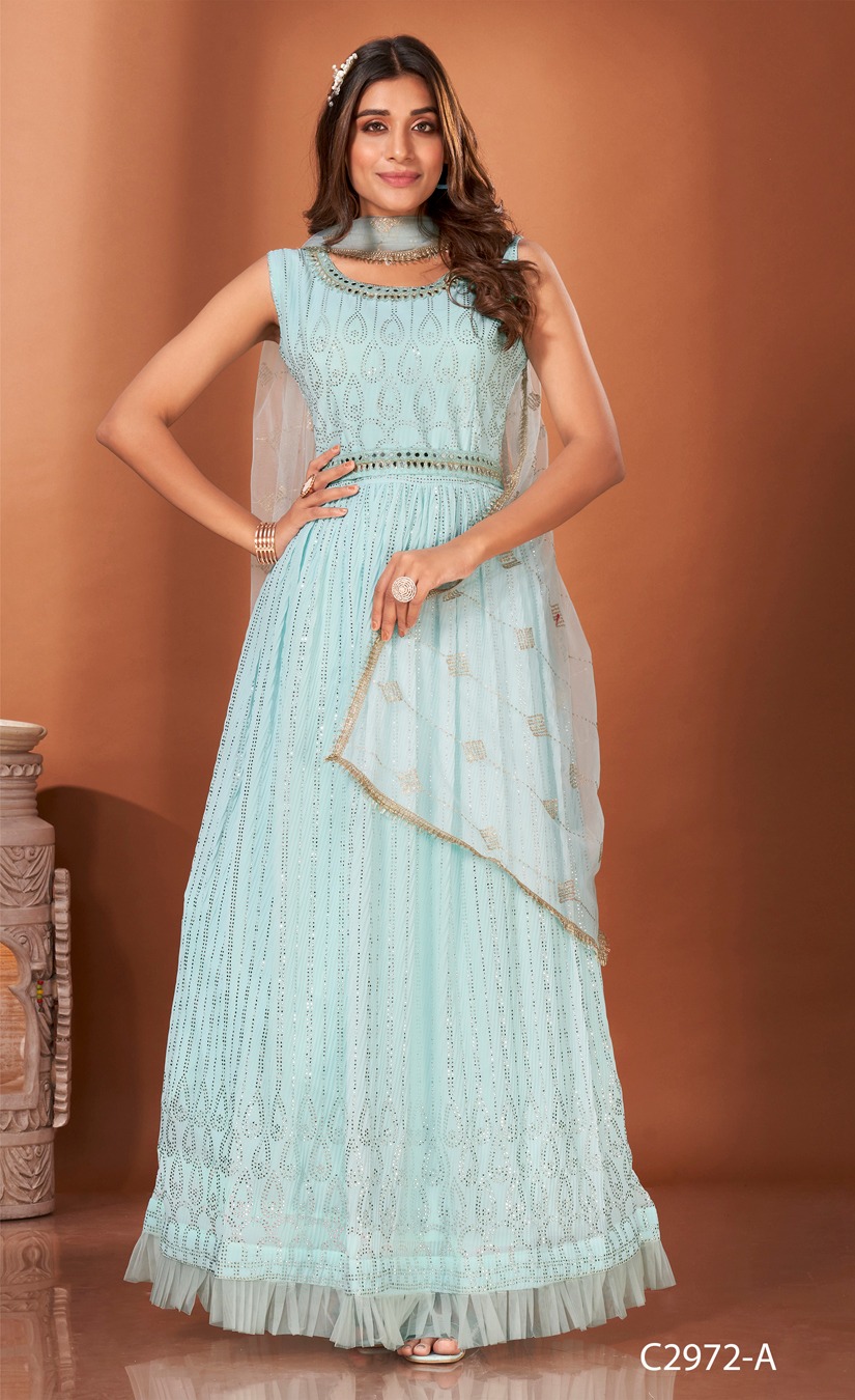 amoha trendz d no G 2972 georgette gorgeous look gown catalog