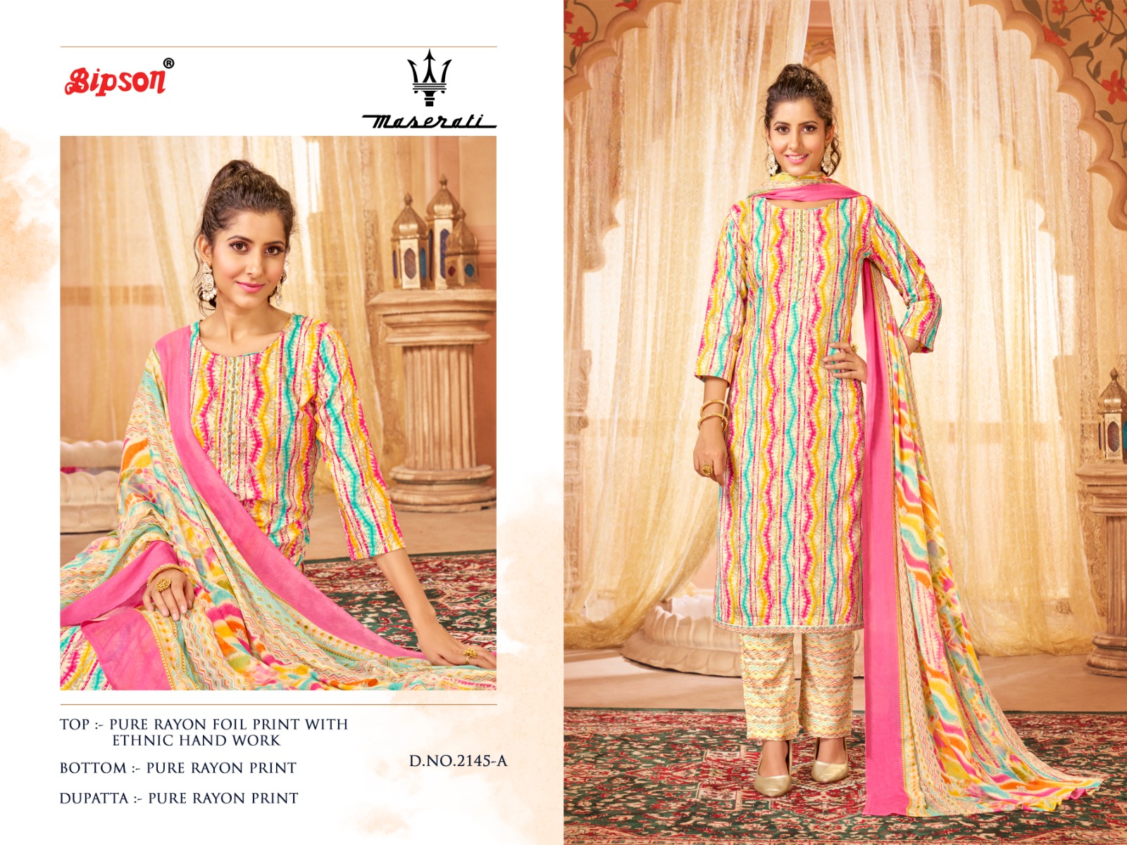 bipson maserati 2145 rayon ecxlusive print salwar suit catalog