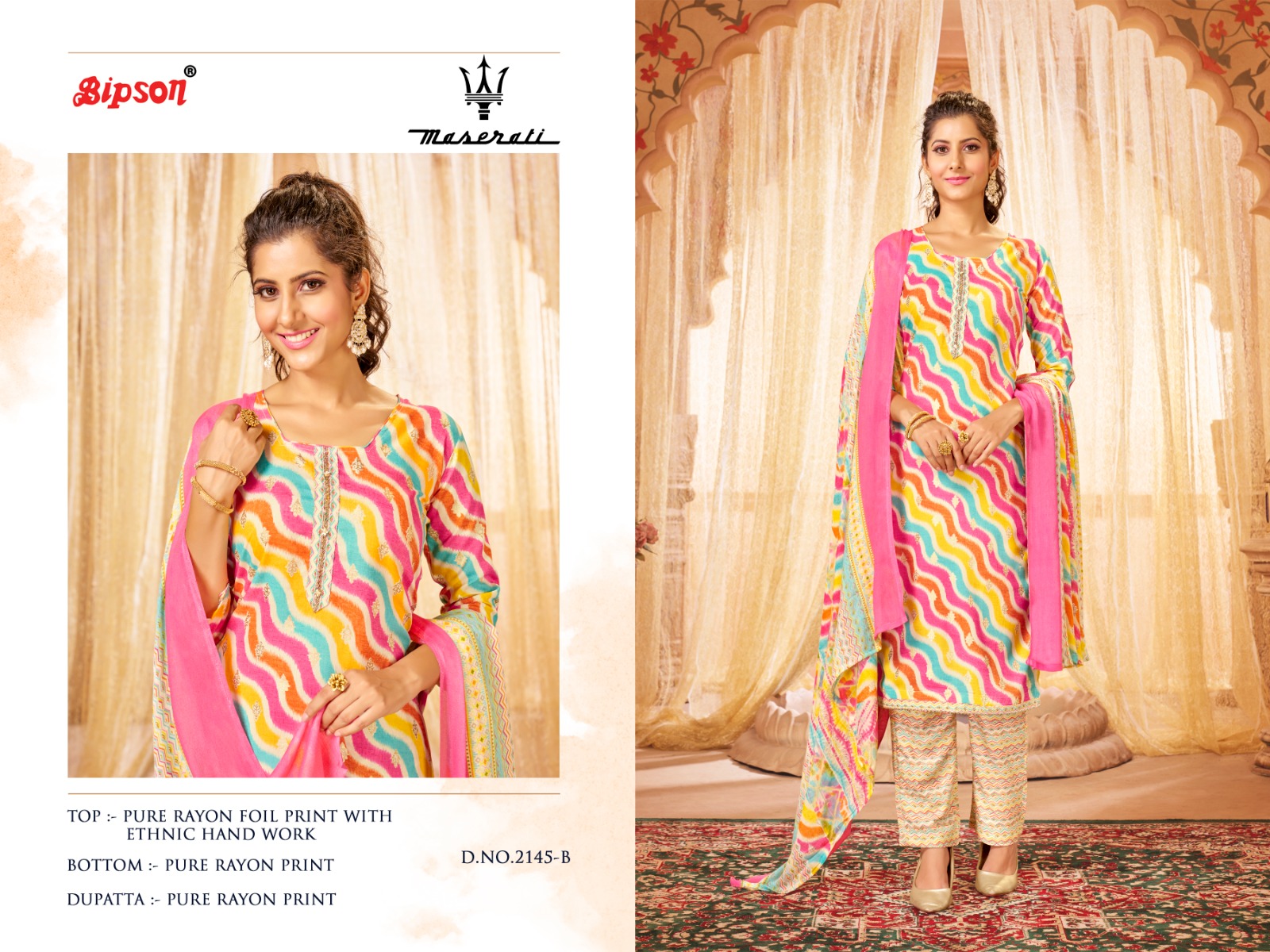 bipson maserati 2145 rayon ecxlusive print salwar suit catalog