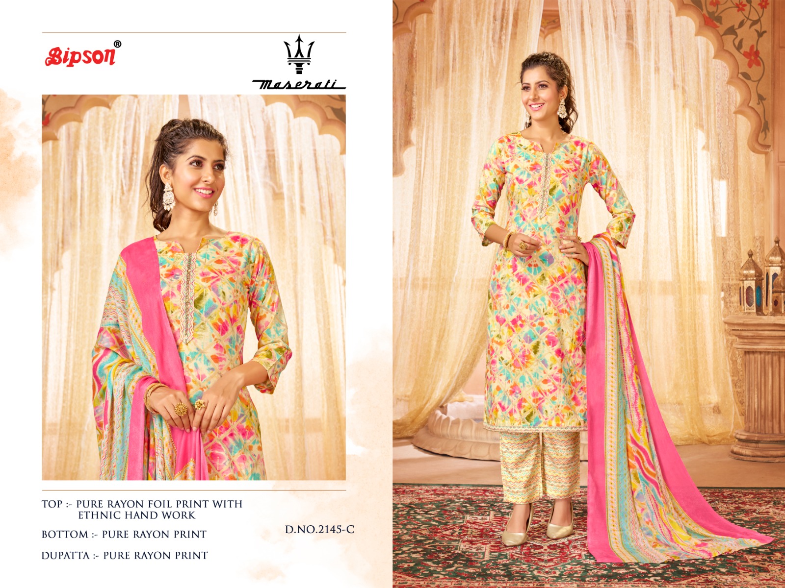 bipson maserati 2145 rayon ecxlusive print salwar suit catalog