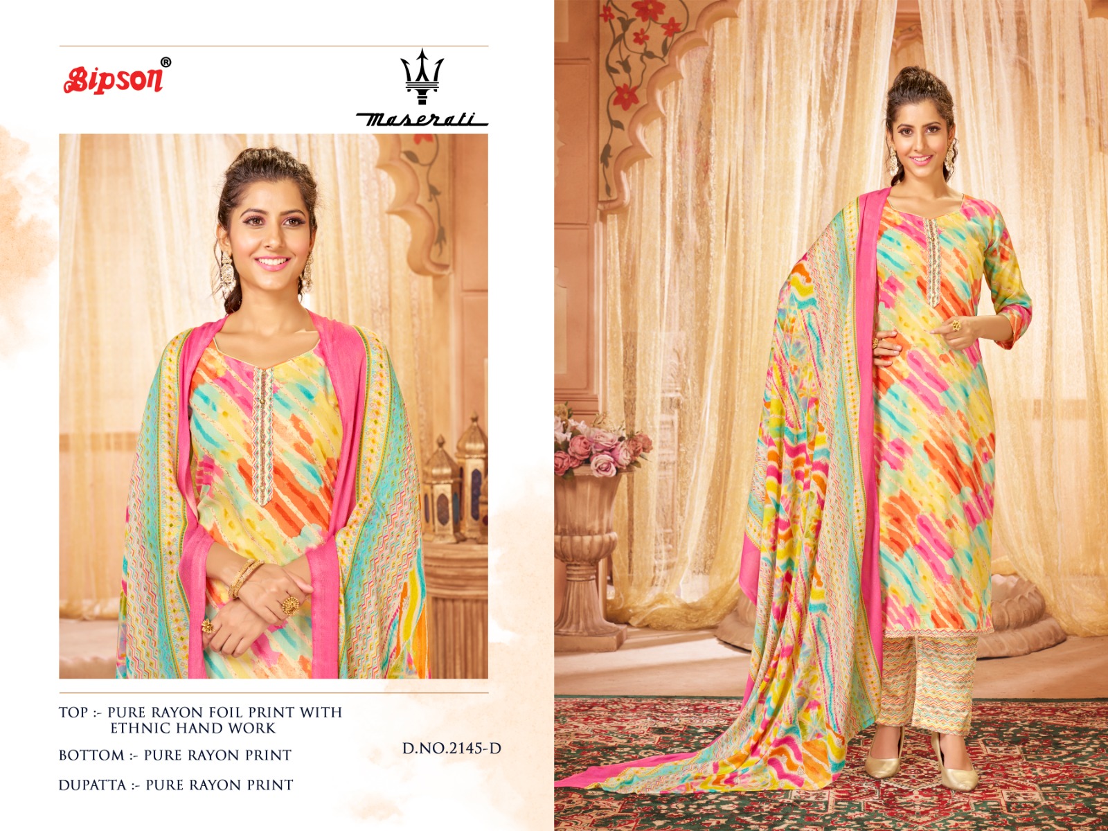 bipson maserati 2145 rayon ecxlusive print salwar suit catalog