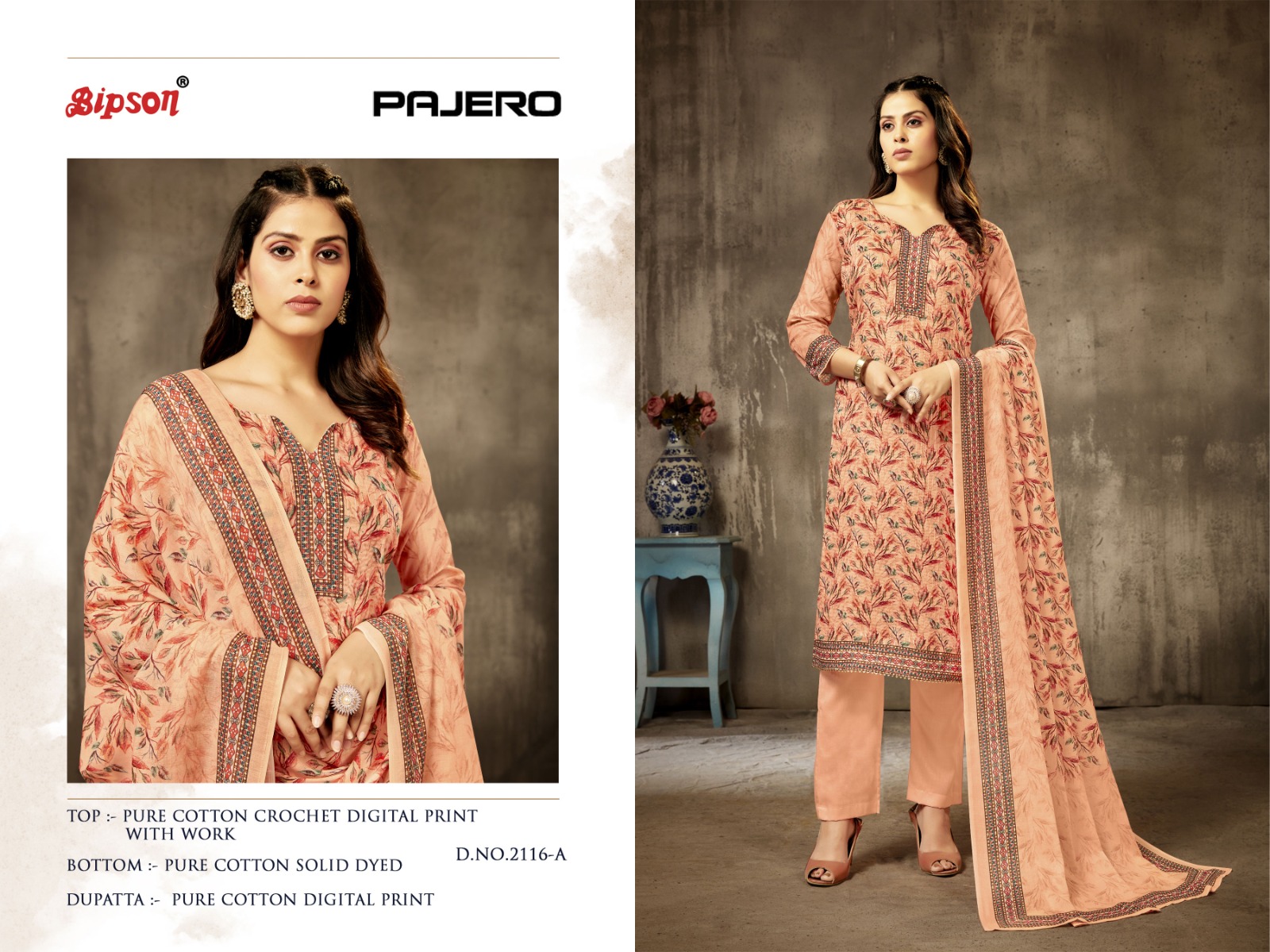 bipson pajero 2116 cotton exclusive look salwar suit catalog