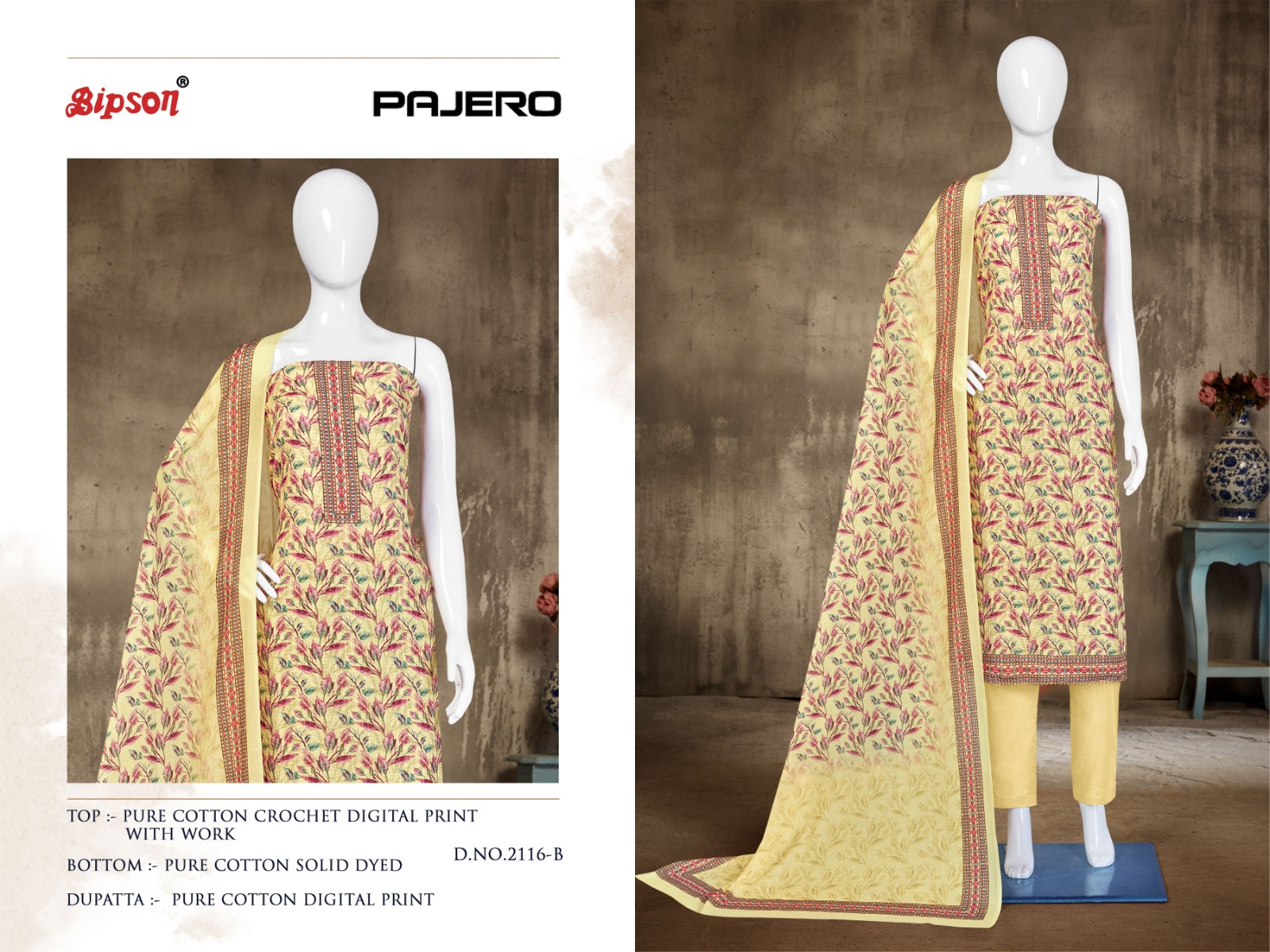 bipson pajero 2116 cotton exclusive look salwar suit catalog