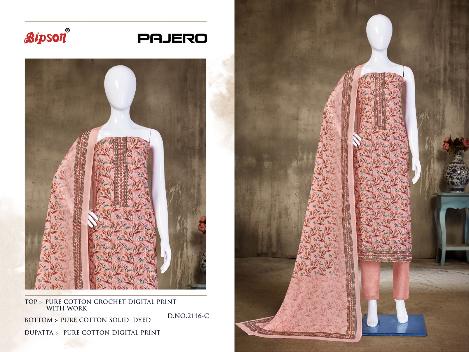 bipson pajero 2116 cotton exclusive look salwar suit catalog