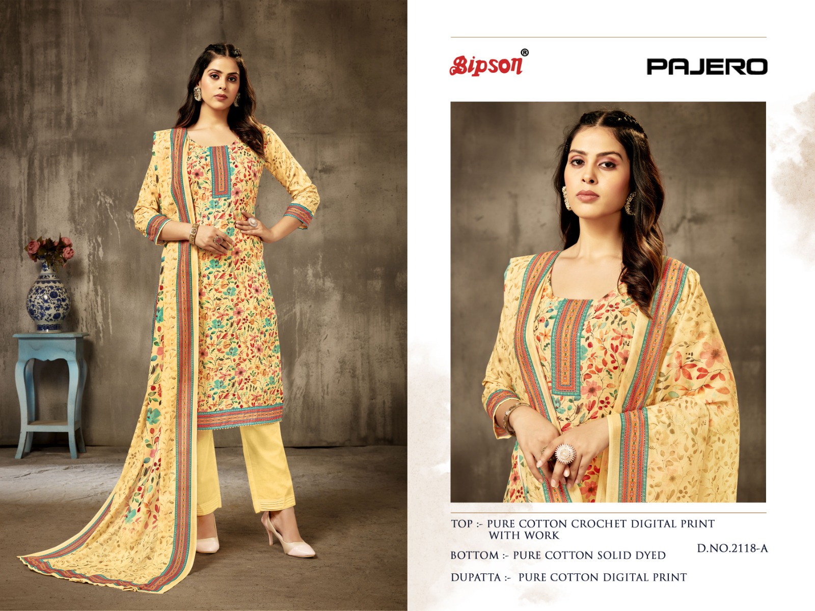 bipson pajero 2118 cotton regal look salwar suit catalog