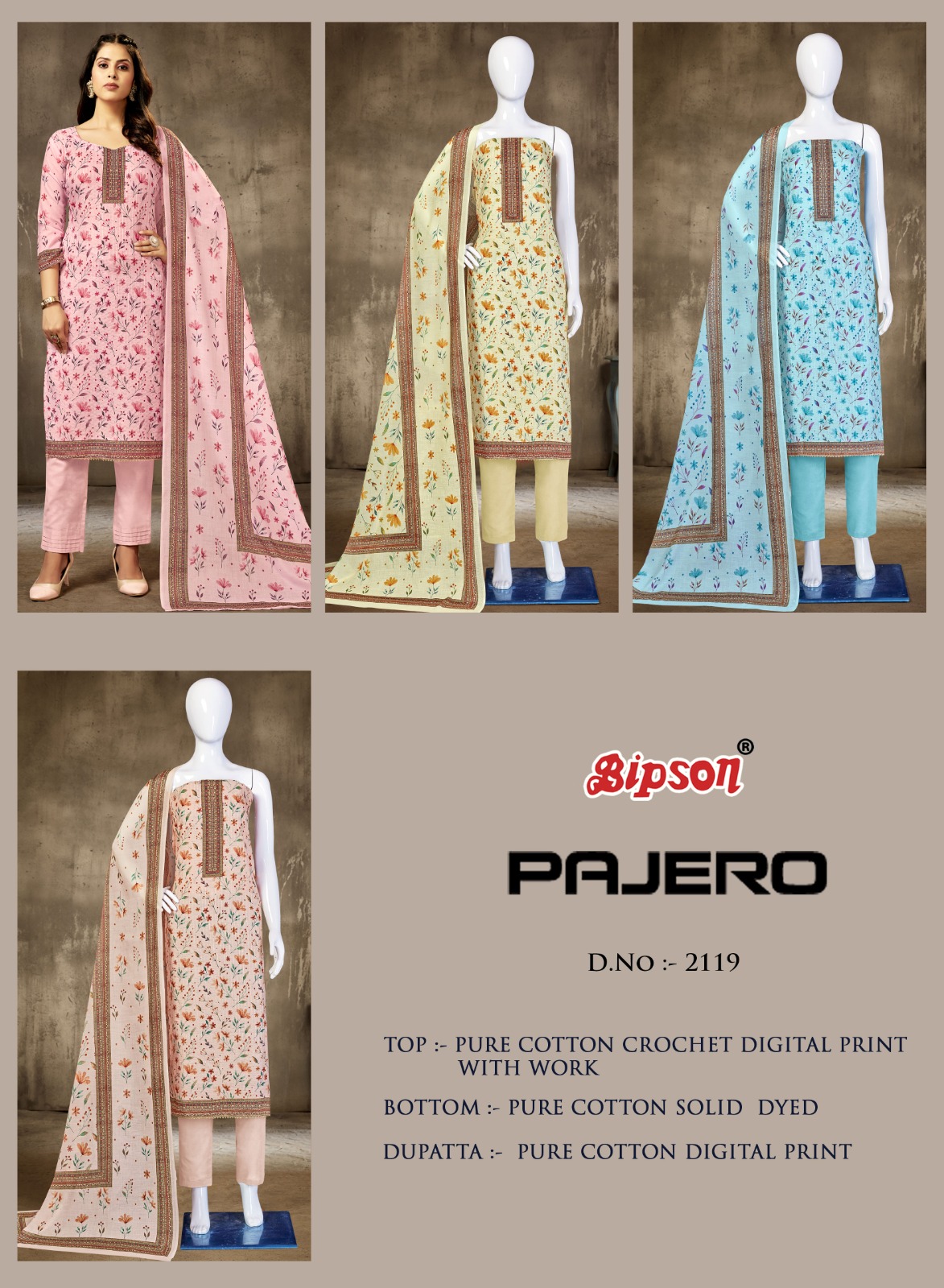 bipson pajero 2119 cotton catchy look salwar suit catalog