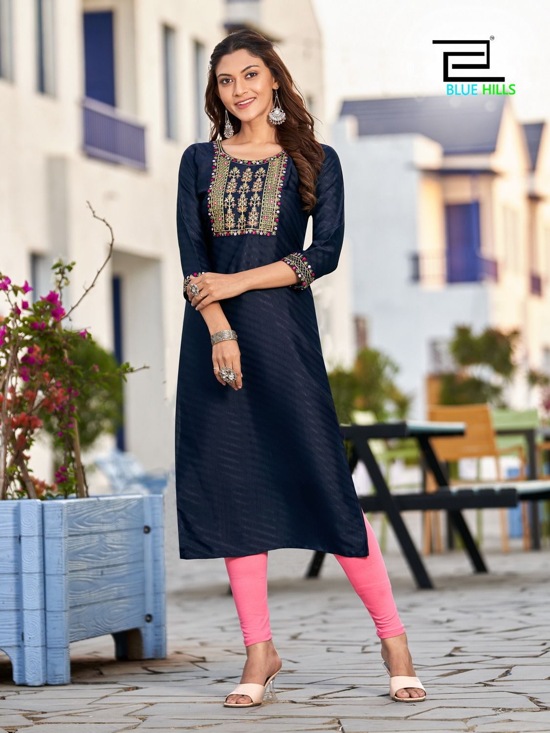 Blue hills solid vol 15 rayon decent look kurti catalog