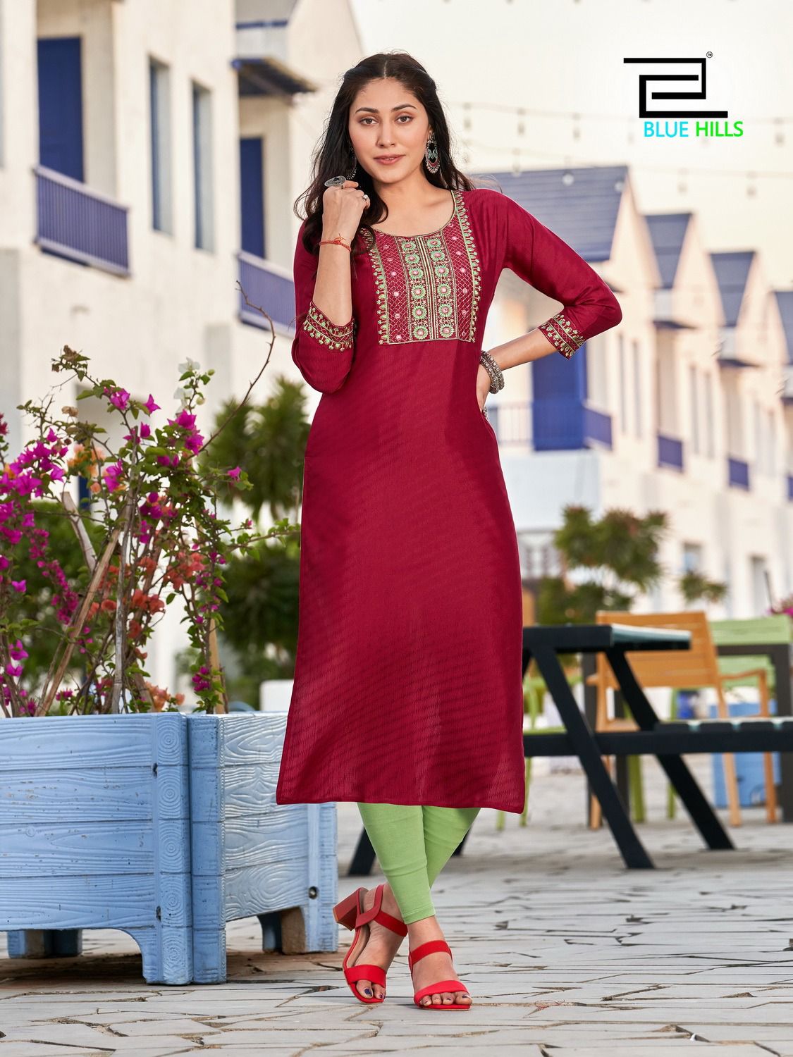 Blue hills solid vol 15 rayon decent look kurti catalog