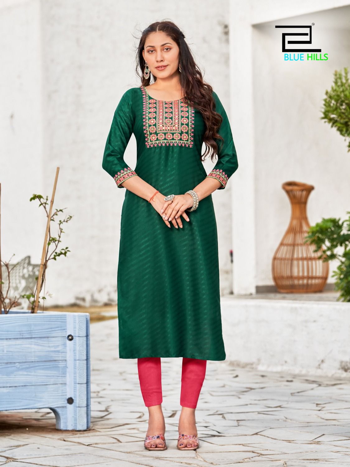 Blue hills solid vol 15 rayon decent look kurti catalog