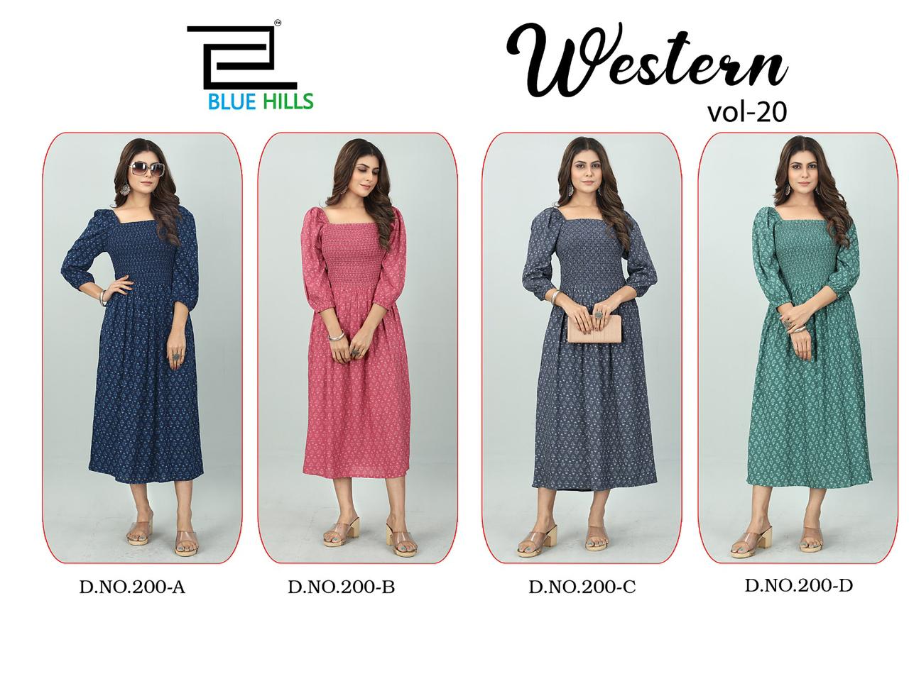 blue hills western vol 20 rayon elegant kurti catalog