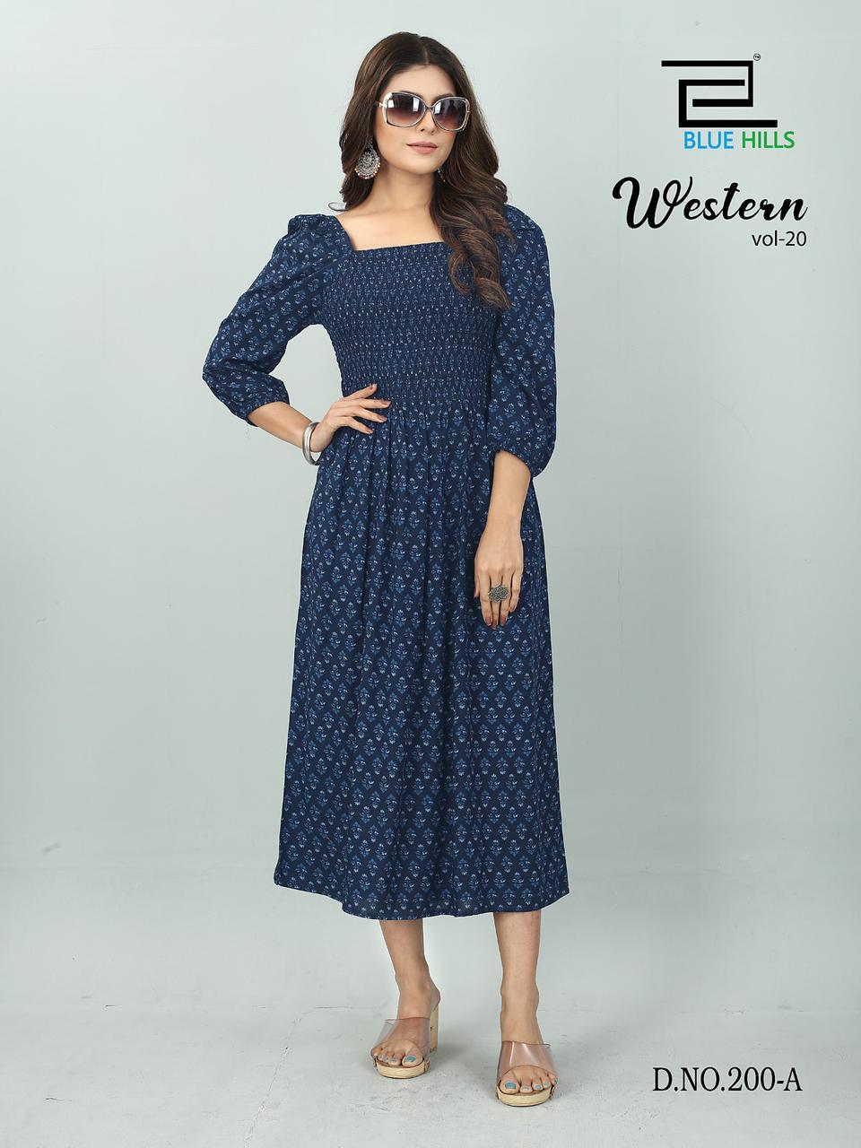 blue hills western vol 20 rayon elegant kurti catalog