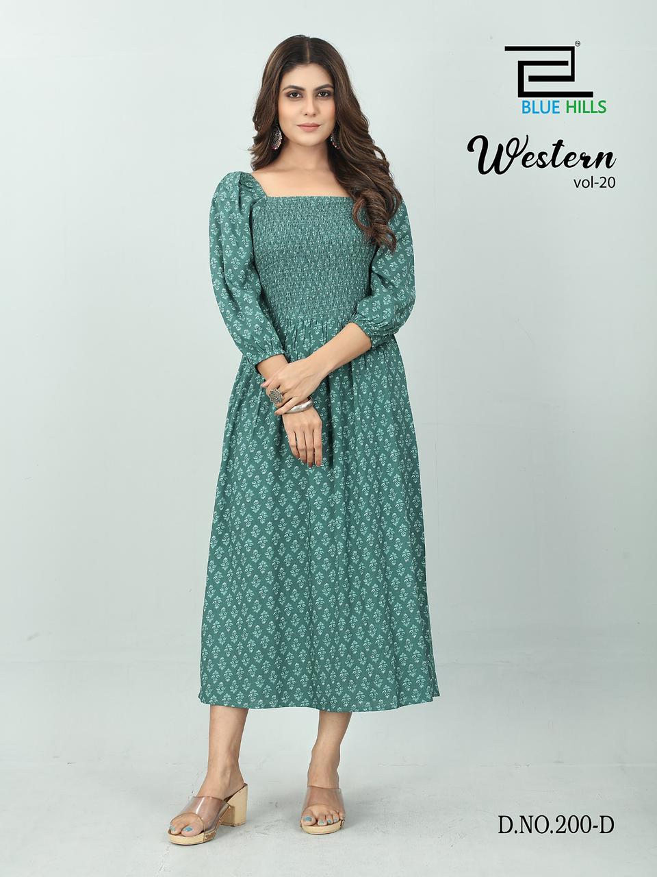 blue hills western vol 20 rayon elegant kurti catalog