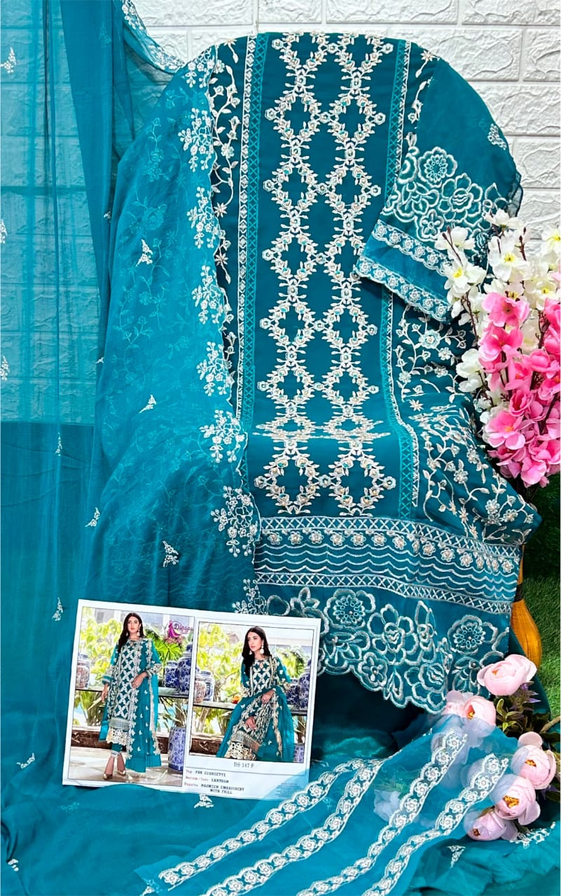 dinsaa suit dinsaa suit d no 147  e f g h georgette regal look salwar suit catalog