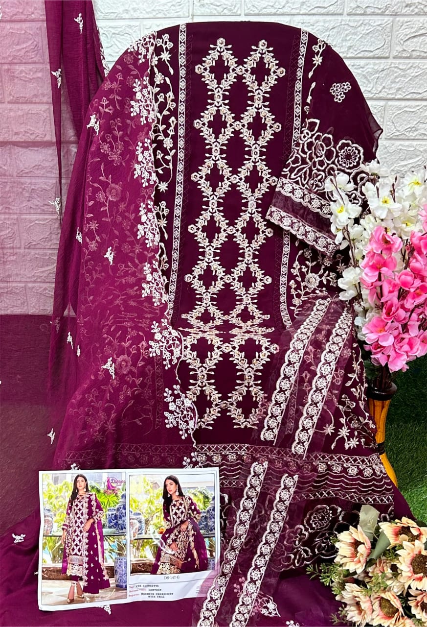 dinsaa suit dinsaa suit d no 147  e f g h georgette regal look salwar suit catalog