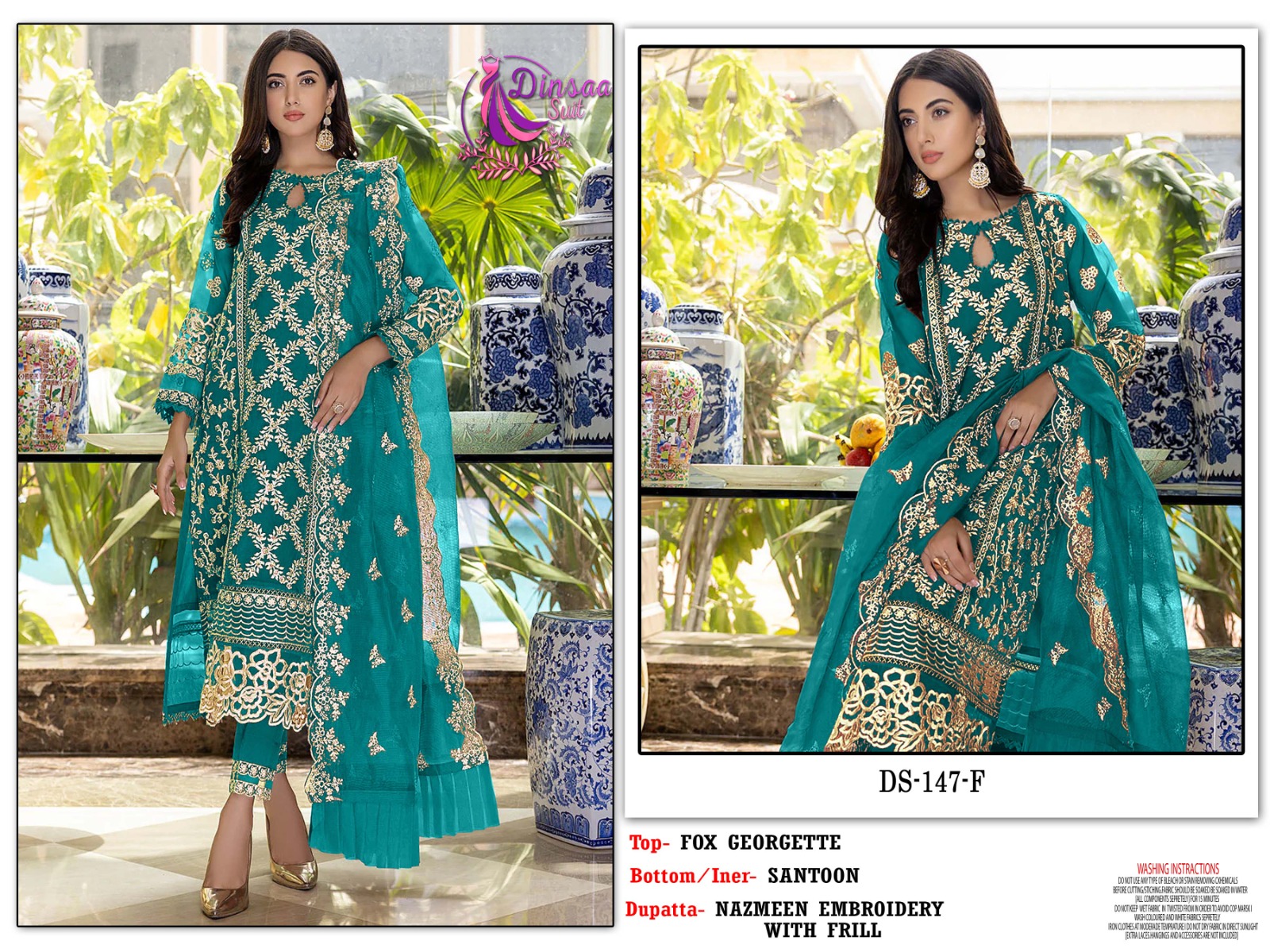 dinsaa suit dinsaa suit d no 147  e f g h georgette regal look salwar suit catalog