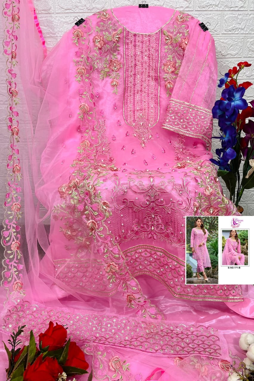 dinsaa suit dinsaa suit d no 171 a b c d organza greceful look salwar suit catalog