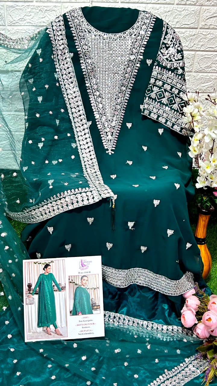 dinsaa suit dinsaa suit d no 184 e f g h georgette regal look salwar suit catalog