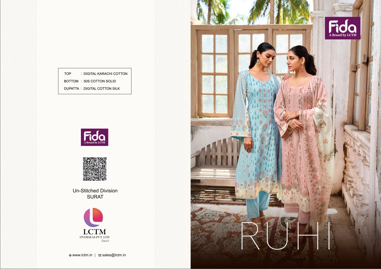 Fida ruhi karachi cotton exclusive look salwar suit catalog