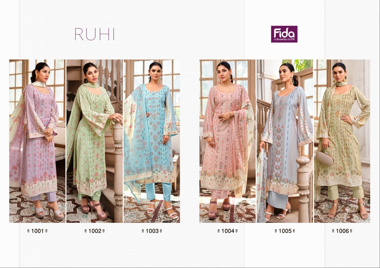 Fida ruhi karachi cotton exclusive look salwar suit catalog