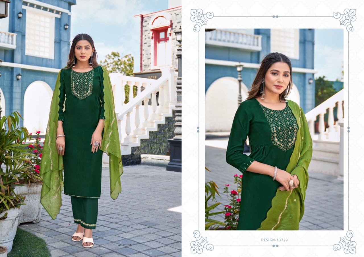 kalaroop by kajree nirupa deluxe regal look top bottom with dupatta catalog