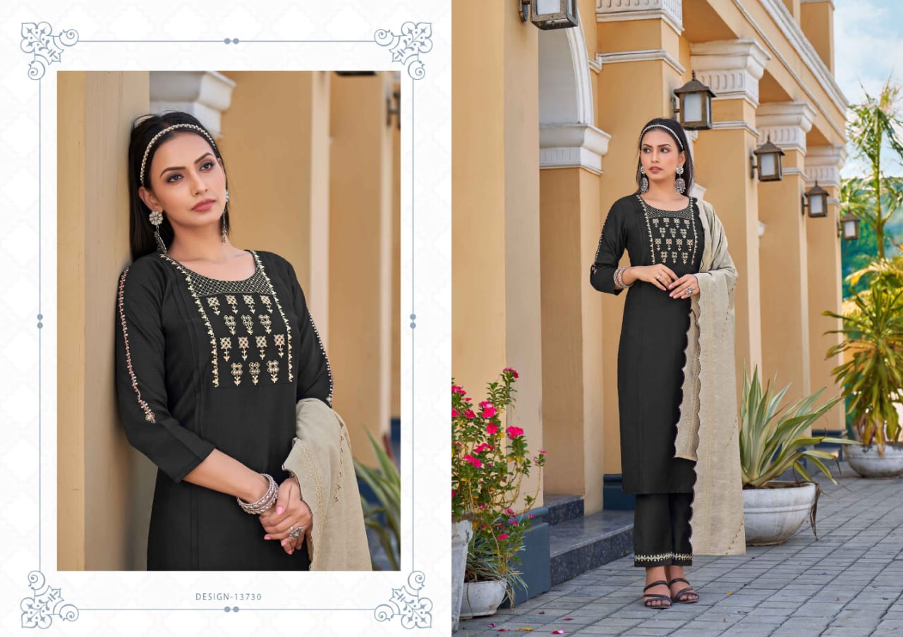 kalaroop by kajree nirupa deluxe regal look top bottom with dupatta catalog