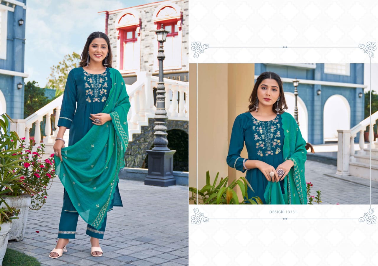 kalaroop by kajree nirupa deluxe regal look top bottom with dupatta catalog