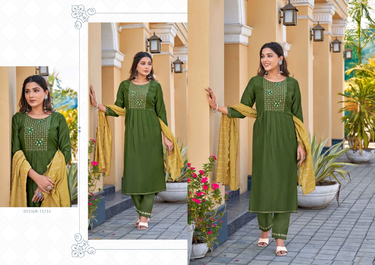 kalaroop by kajree nirupa deluxe regal look top bottom with dupatta catalog