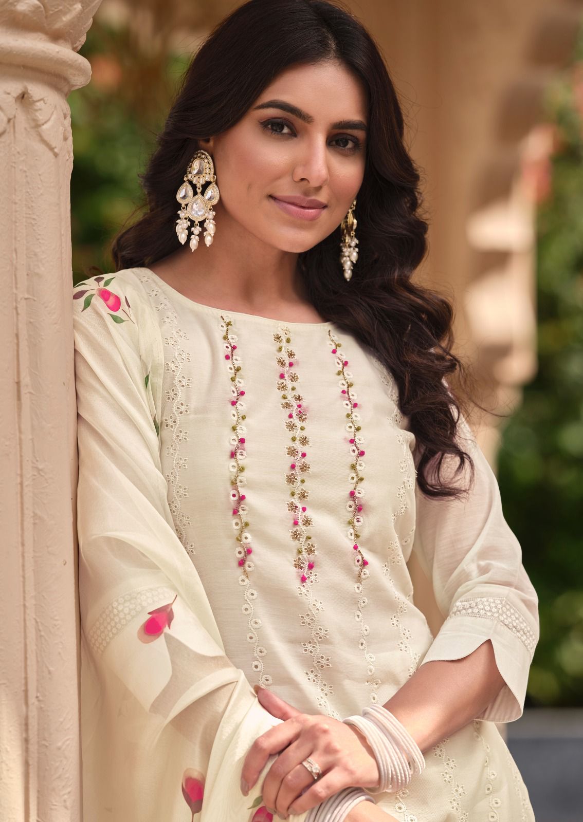 lily and lali lucknowi chanderi silk gorgeous look top bottom with dupatta catalog