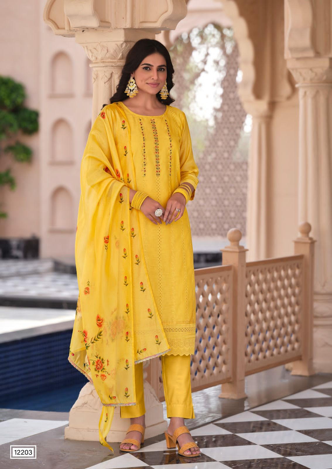 lily and lali lucknowi chanderi silk gorgeous look top bottom with dupatta catalog