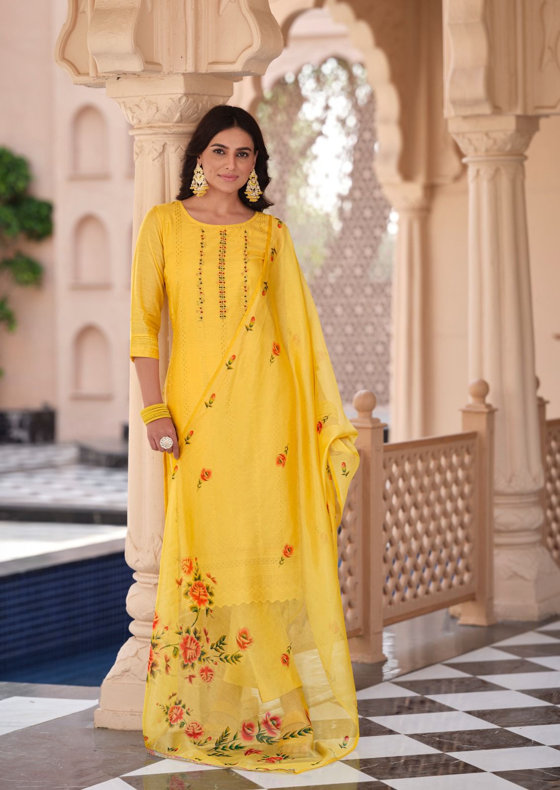 lily and lali lucknowi chanderi silk gorgeous look top bottom with dupatta catalog