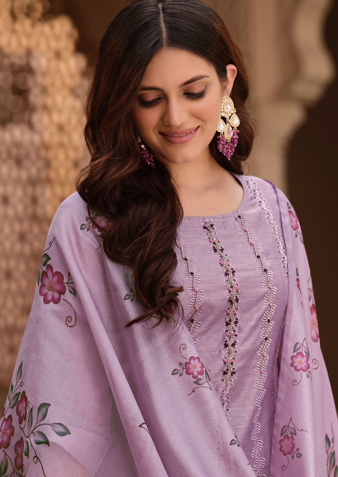 lily and lali lucknowi chanderi silk gorgeous look top bottom with dupatta catalog