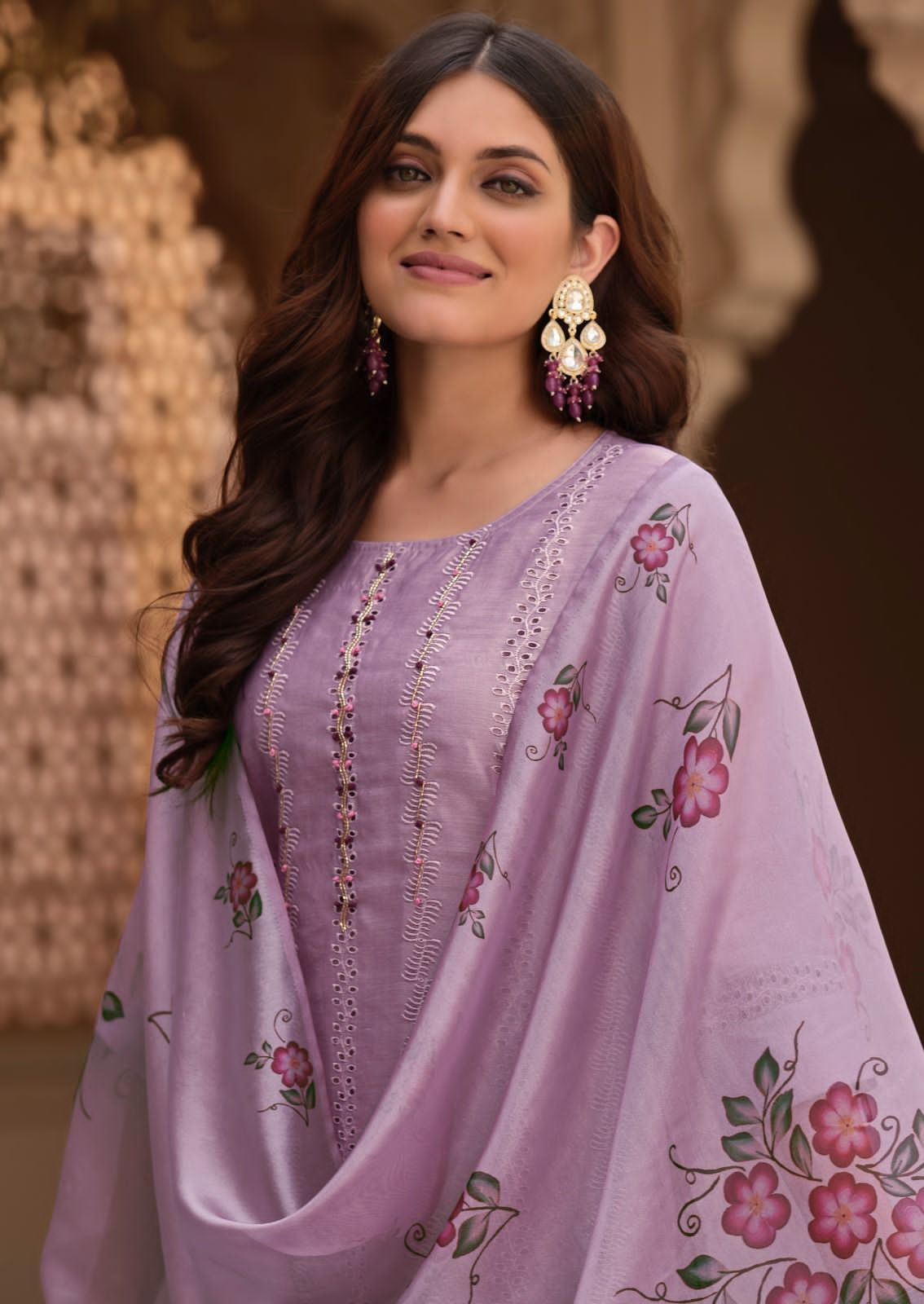 lily and lali lucknowi chanderi silk gorgeous look top bottom with dupatta catalog