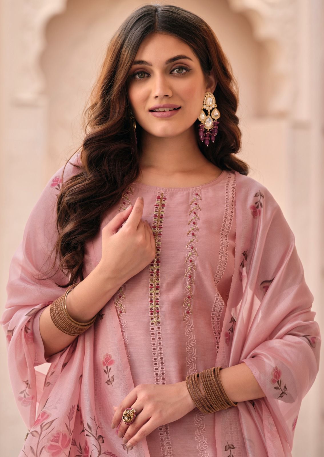 lily and lali lucknowi chanderi silk gorgeous look top bottom with dupatta catalog