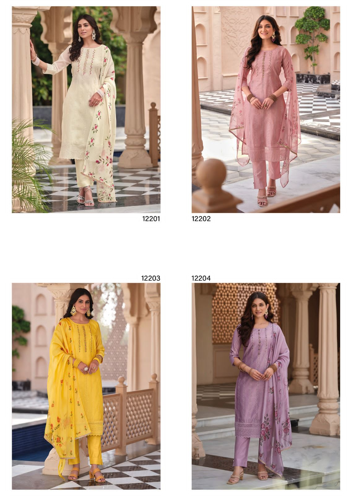 lily and lali lucknowi chanderi silk gorgeous look top bottom with dupatta catalog