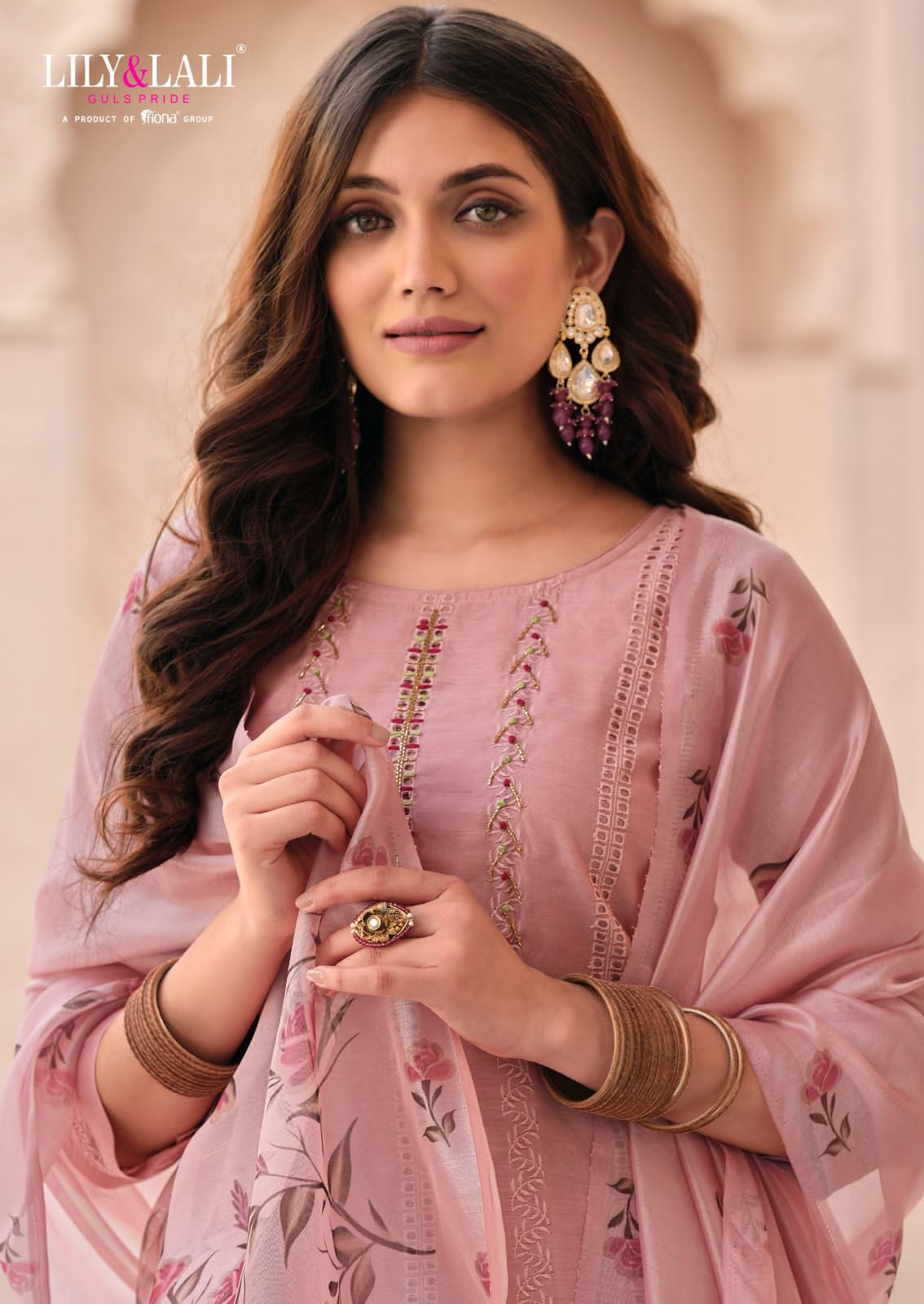 lily and lali lucknowi chanderi silk gorgeous look top bottom with dupatta catalog