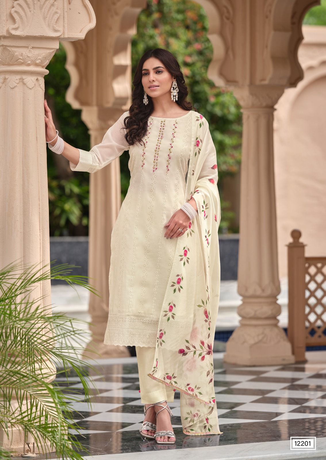 lily and lali lucknowi chanderi silk gorgeous look top bottom with dupatta catalog