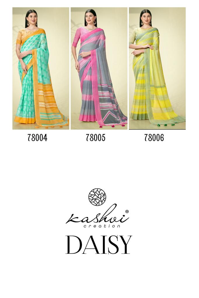 lt kashvi creation daisy linen decent look saree catalog