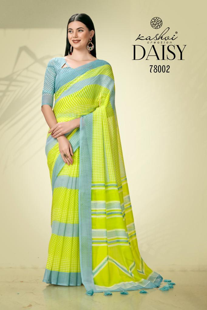 lt kashvi creation daisy linen decent look saree catalog