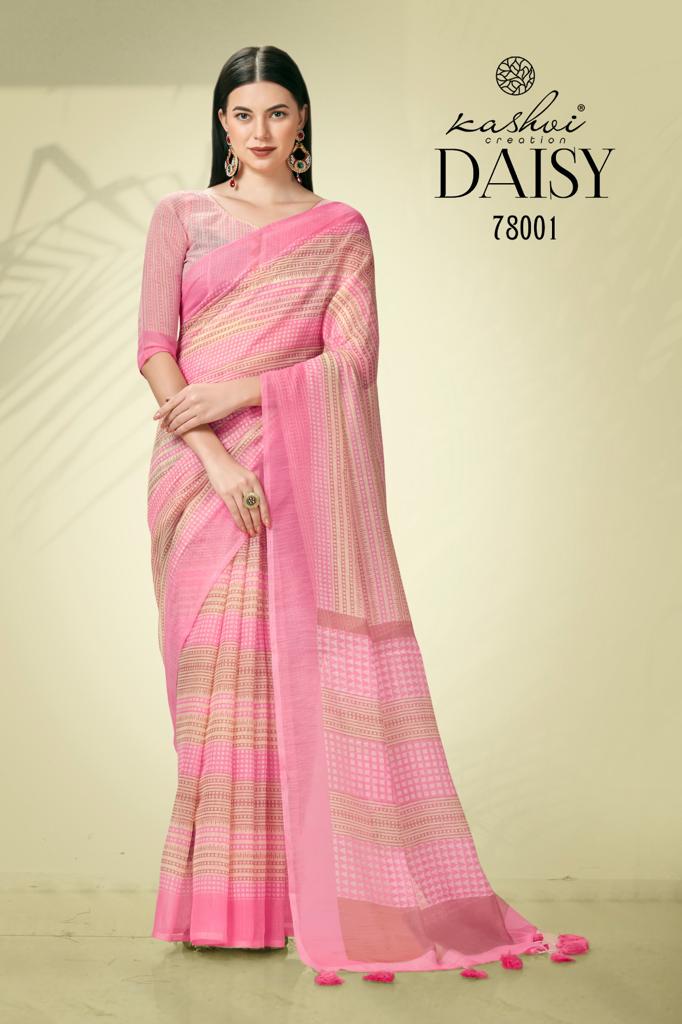 lt kashvi creation daisy linen decent look saree catalog