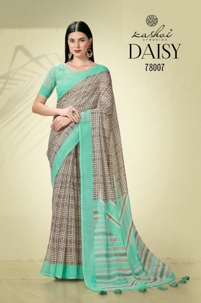 lt kashvi creation daisy linen decent look saree catalog