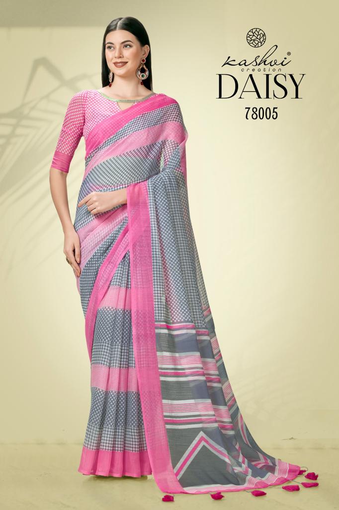 lt kashvi creation daisy linen decent look saree catalog