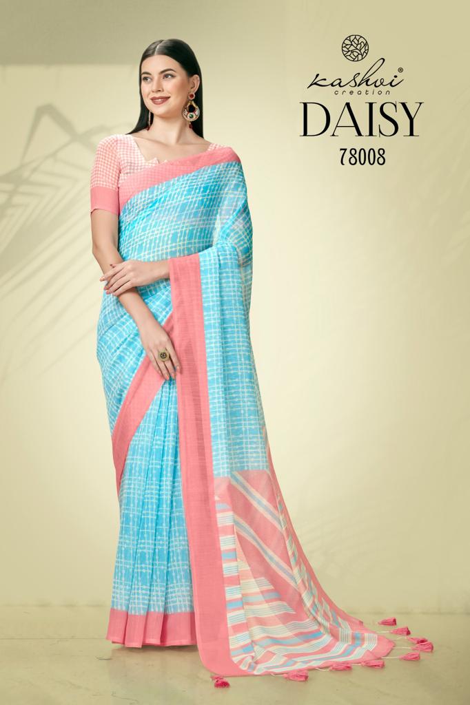 lt kashvi creation daisy linen decent look saree catalog