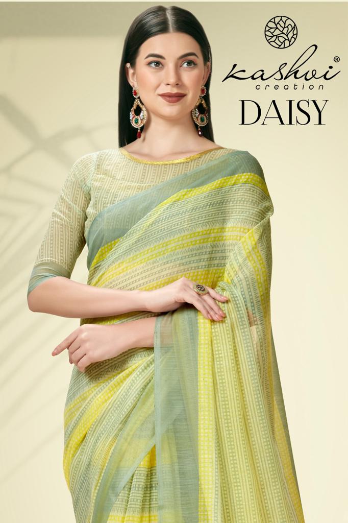 lt kashvi creation daisy linen decent look saree catalog