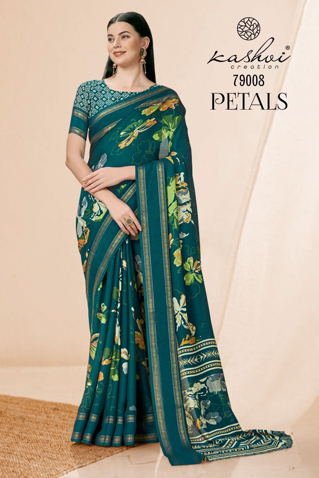 lt kashvi creation petals jute catchy look saree catalog