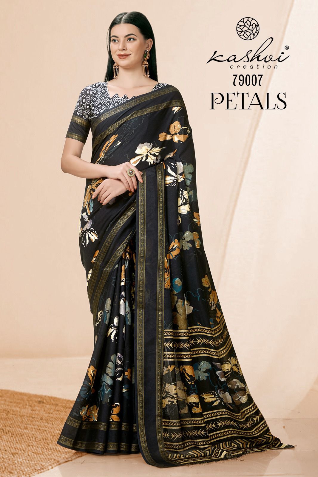 lt kashvi creation petals jute catchy look saree catalog