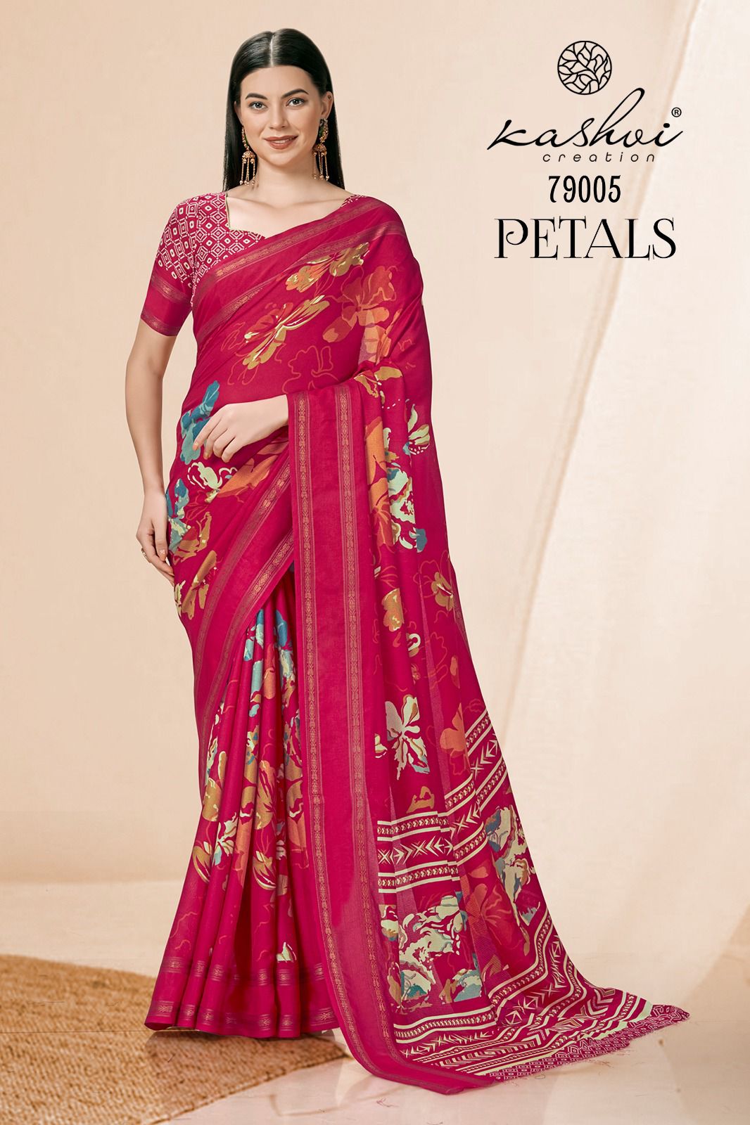 lt kashvi creation petals jute catchy look saree catalog