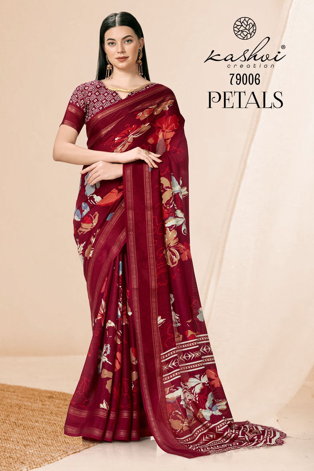 lt kashvi creation petals jute catchy look saree catalog