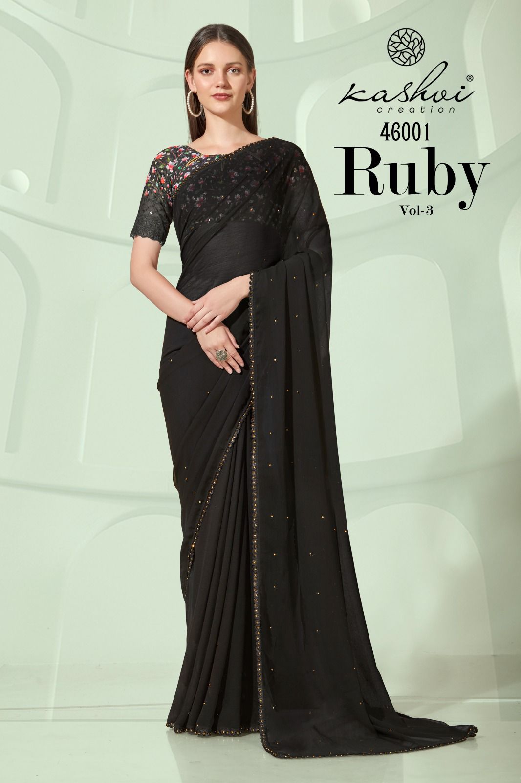 lt kashvi creation ruby vol 3 chiffon attractive look saree catalog