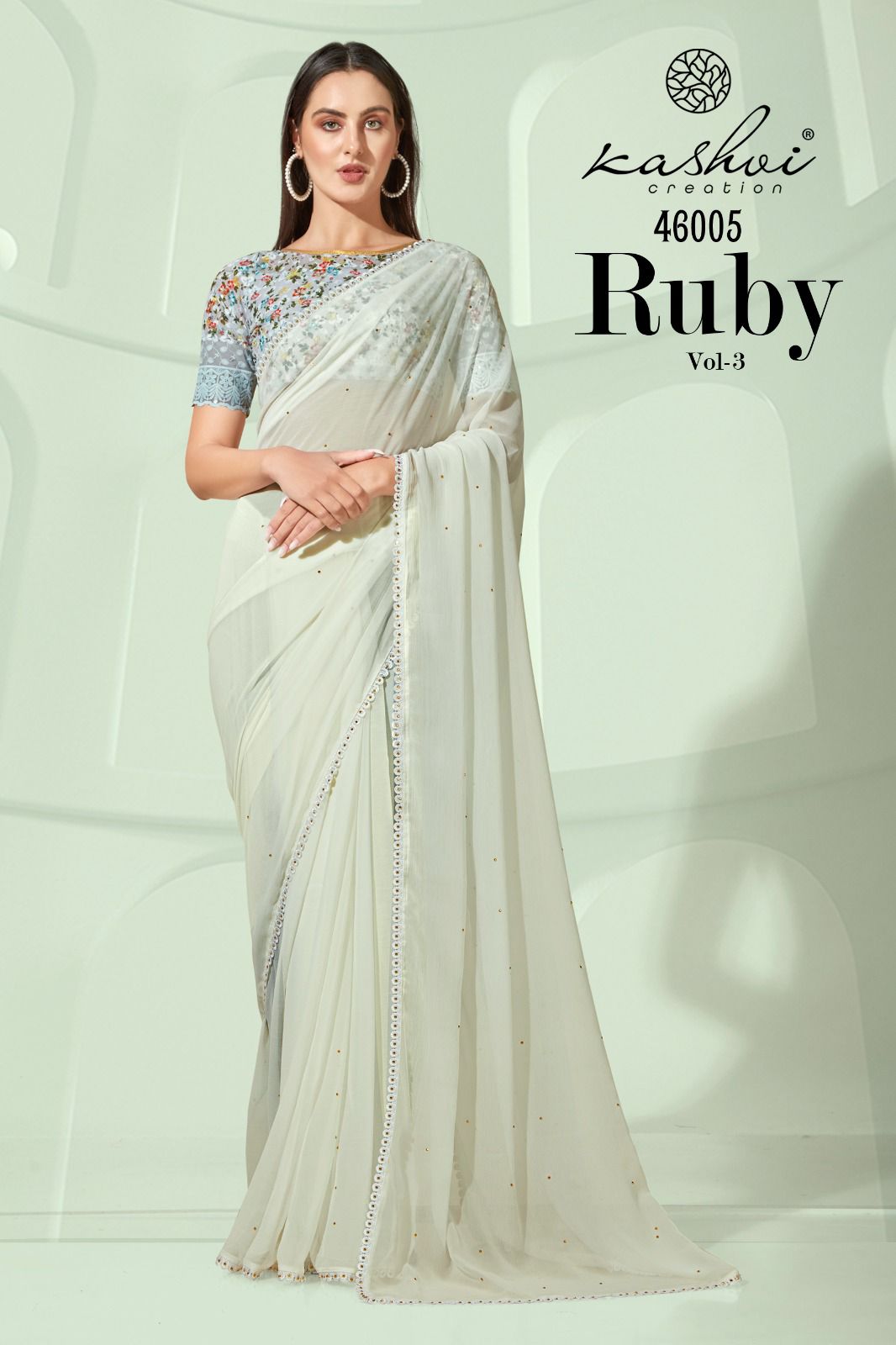 lt kashvi creation ruby vol 3 chiffon attractive look saree catalog