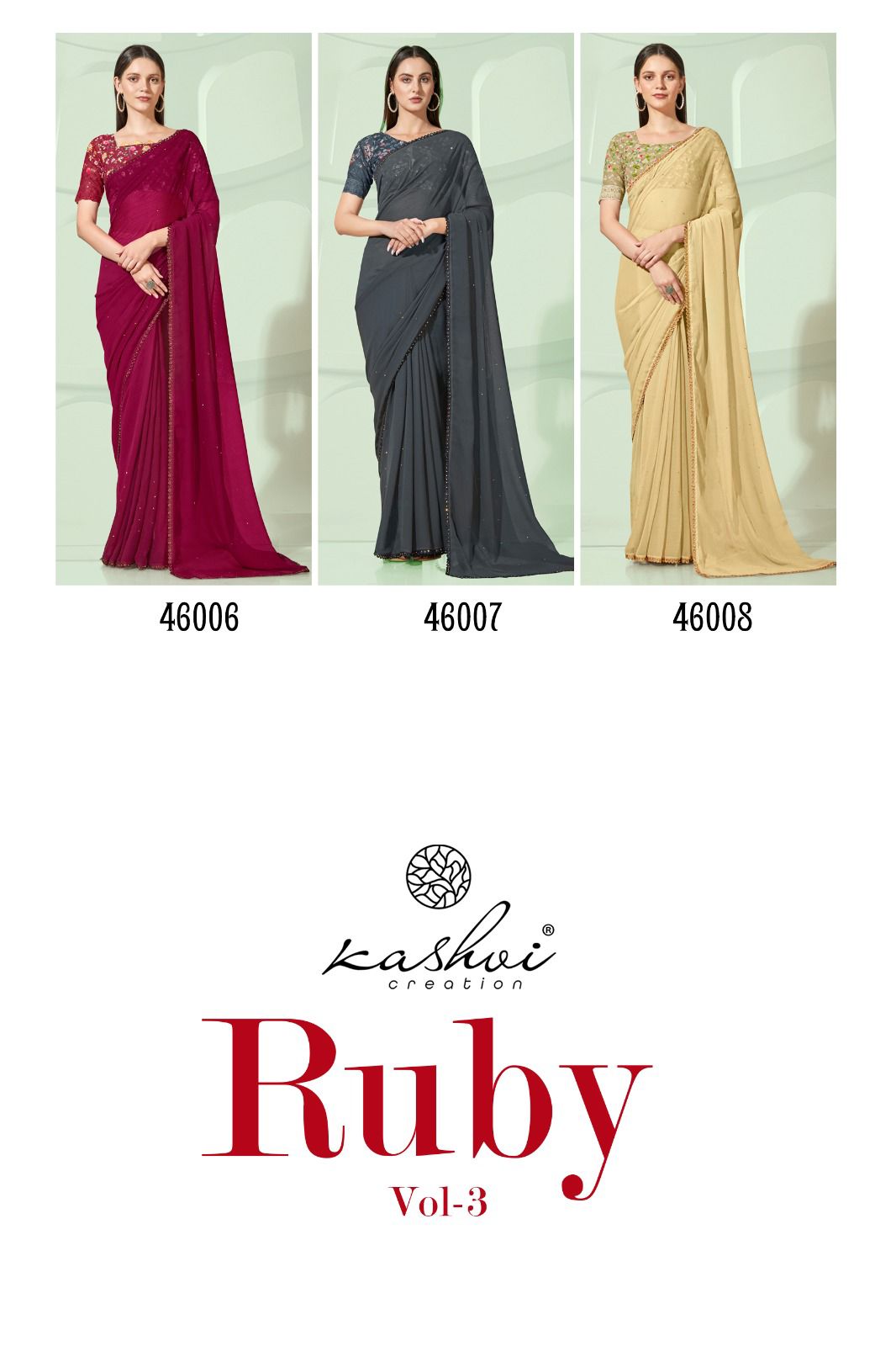 lt kashvi creation ruby vol 3 chiffon attractive look saree catalog